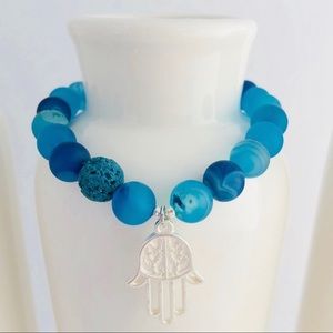 HAMSA HAND | Agate Hamsa Hand Beaded Bracelet